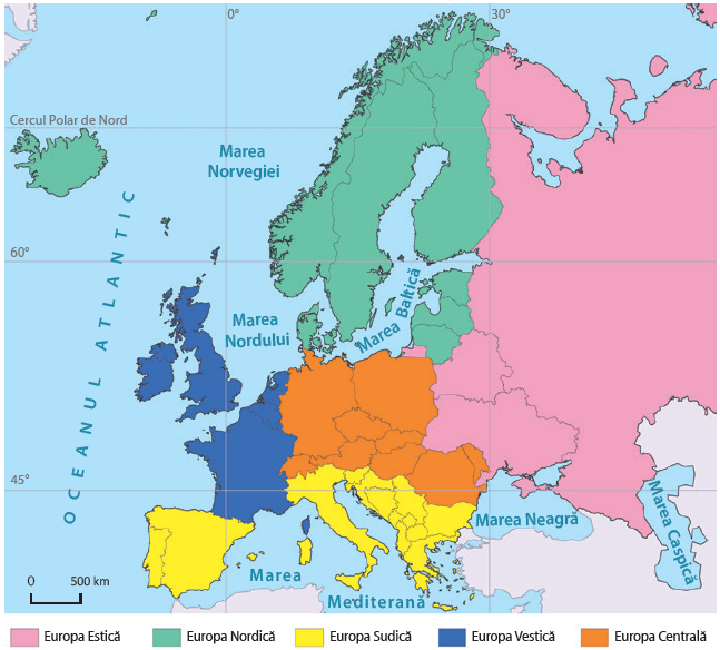 Fig. 2 Regiunile geografice din Europa